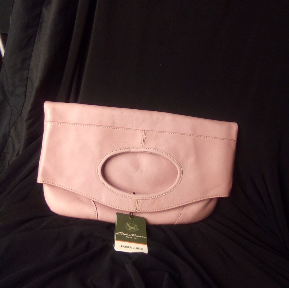 Leather Clutch-Pink-Eddie Bauer-New